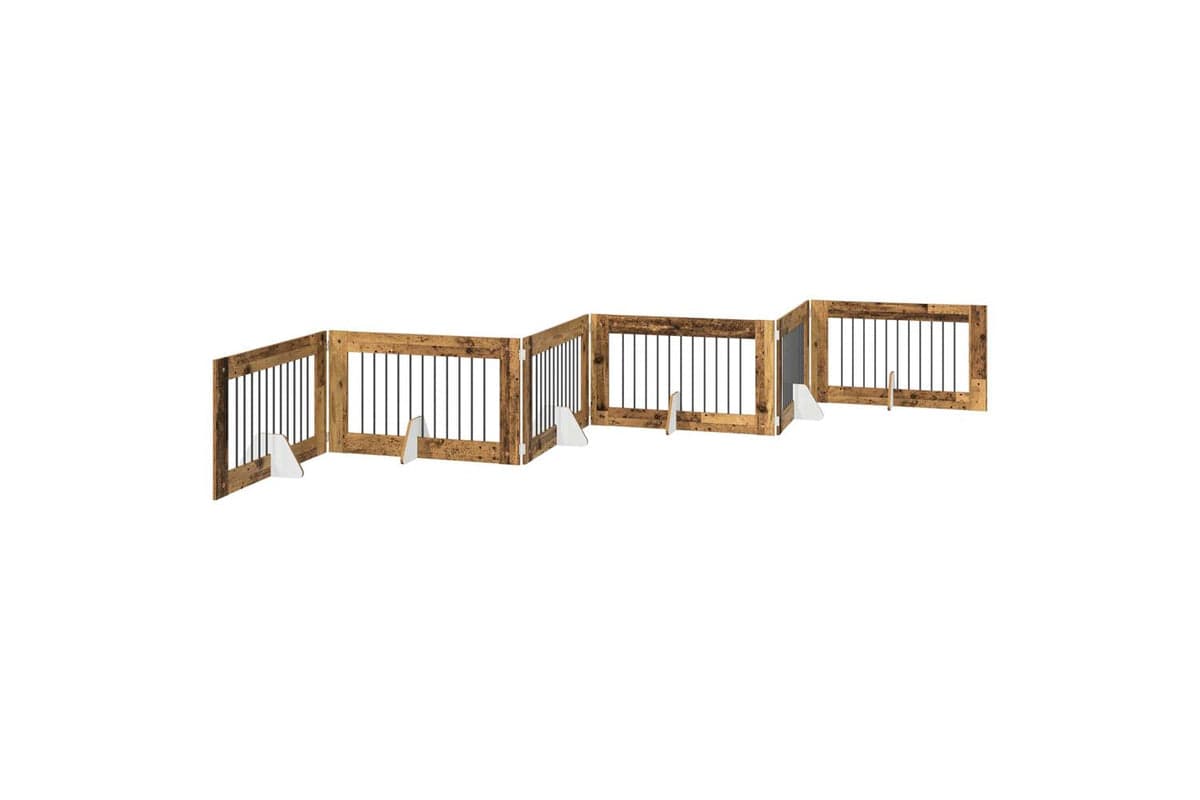 Vidaxl Foldable Dog Gate With Stands 6 Pcs Old Wood 602 Cm