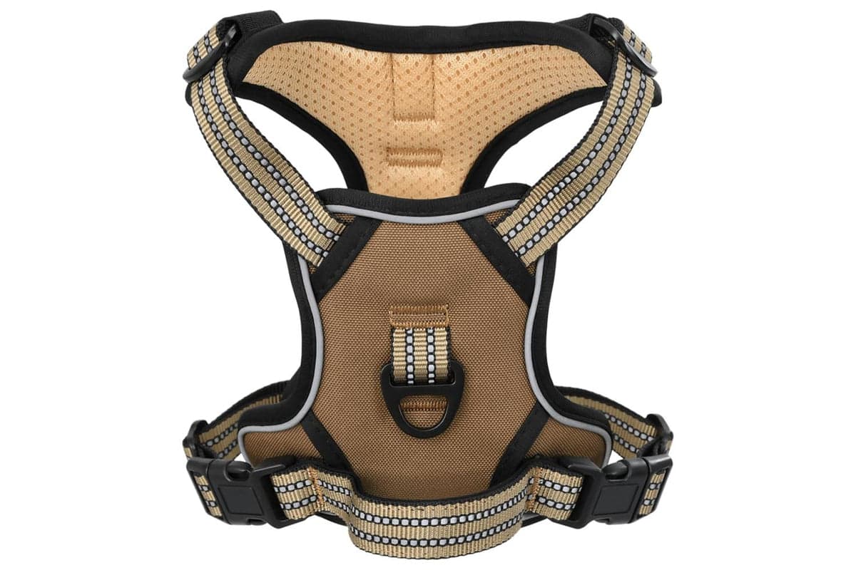 Dog Harness With Reflective Stripes Adjustable Brown L