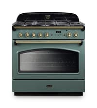 Rangemaster Classic FX 90cm Dual Fuel Range Cooker - Mineral Green with Brass Trim | CLAS90FXDFFMG/B