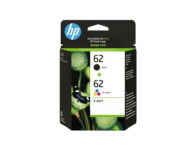 HP - 62 - 2-pack - pigmented black, colour (cyan, magenta, yellow) - original - ink cartridge
