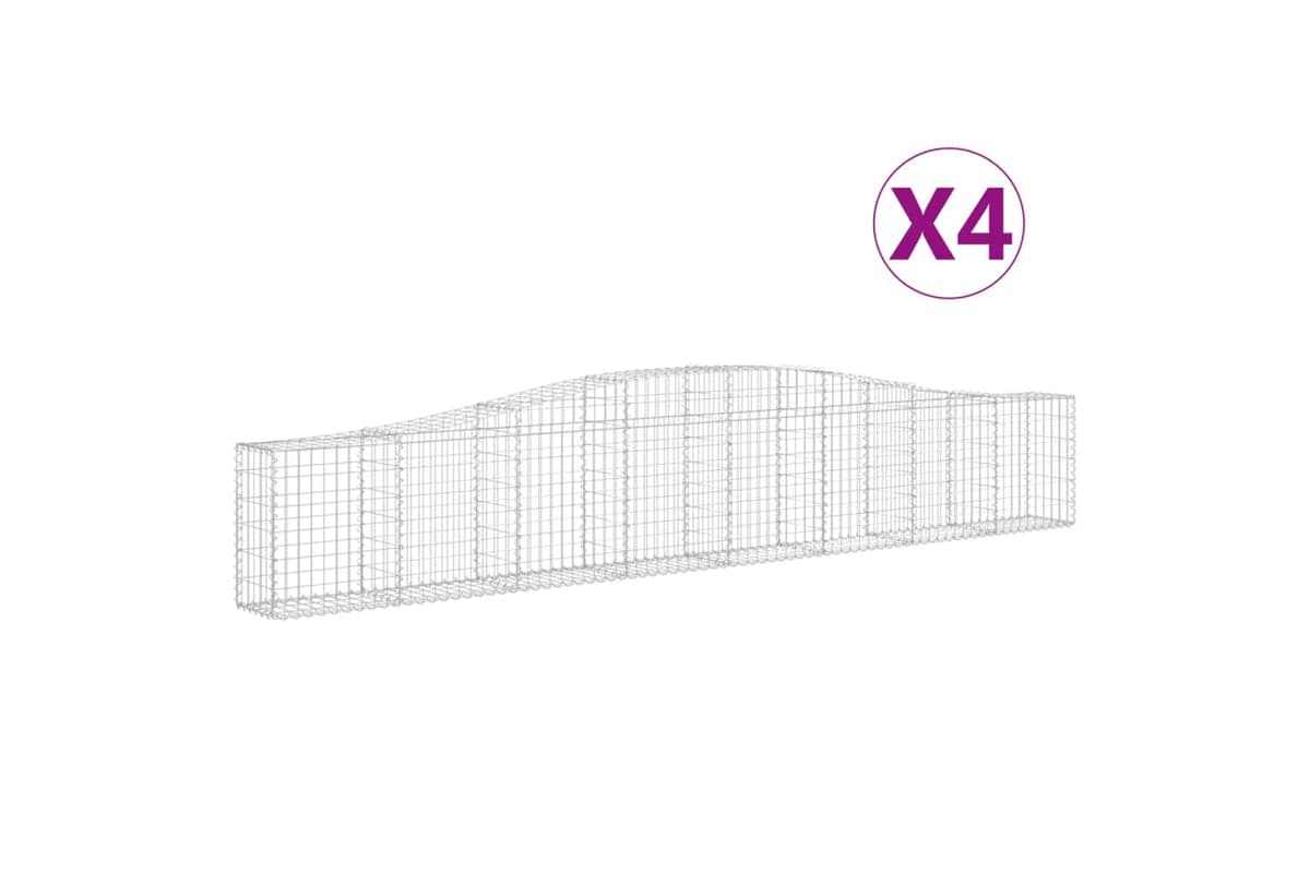 vidaXL 3145802 Arched Gabion Baskets 4 Pcs 400x30x60/80cm Galvanised Iron