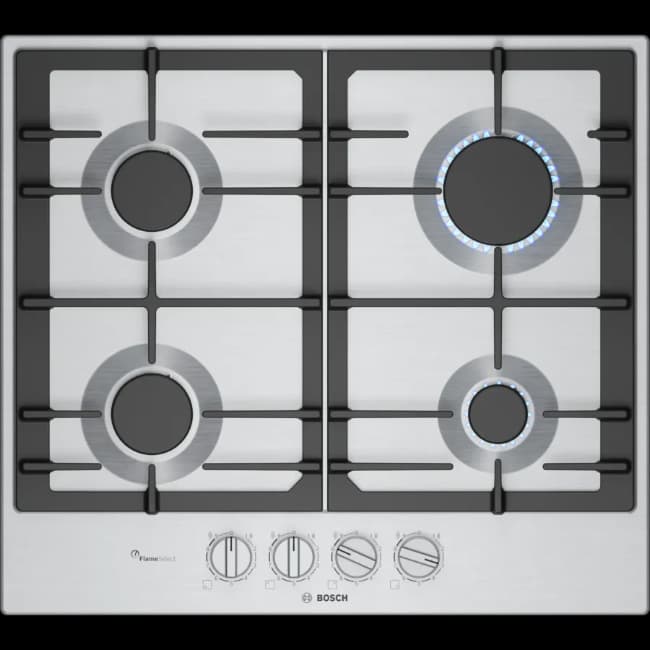 Bosch Series 6 Gas Hob 60cm 4 Burner - Brushed Steel | PCP6A5I90