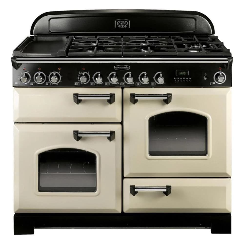 EX-DISPLAY - Rangemaster Classic Deluxe 110cm Dual Fuel Range Cooker - Cream & Chrome | CDL110DFFCR/C