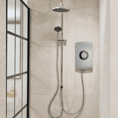 ONLY OPENED - Triton Amore DuElec 9.5kW Brushed Steel Shower