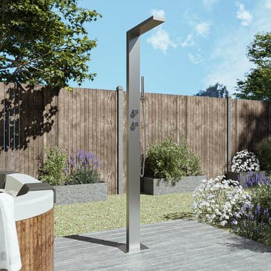 Suva Thermostatic Mixer Outdoor Shower with Pencil Hand Shower 2 Outlets