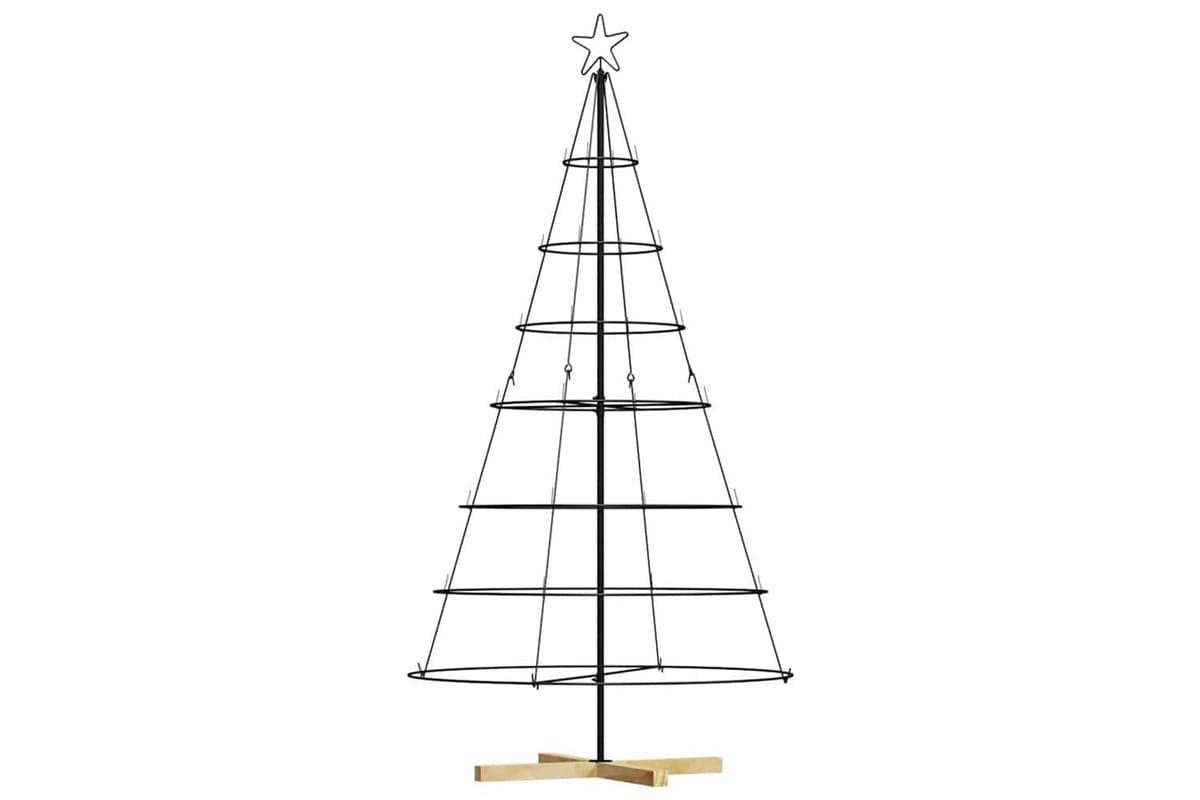 Vidaxl Christmas Cone Tree With Stand Black 180 Cm Steel