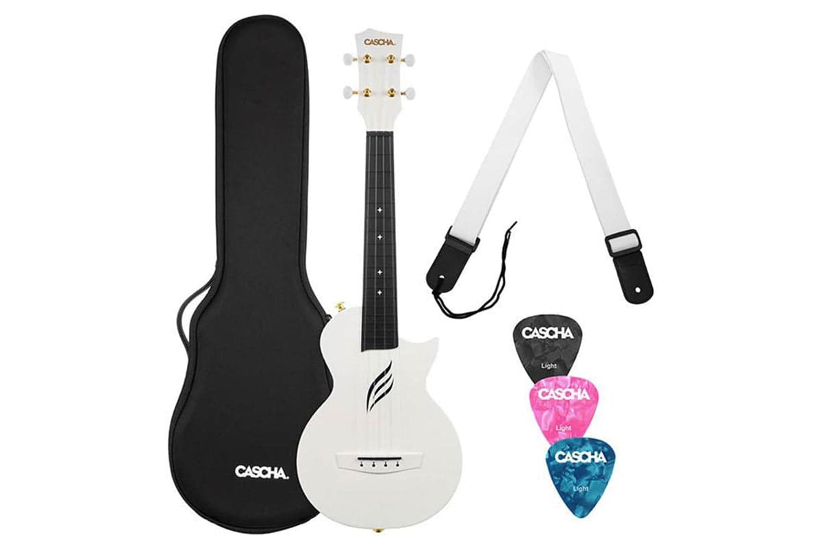 Cascha Hh 2286 - Carbon Fibre Concert Ukulele Pack- White
