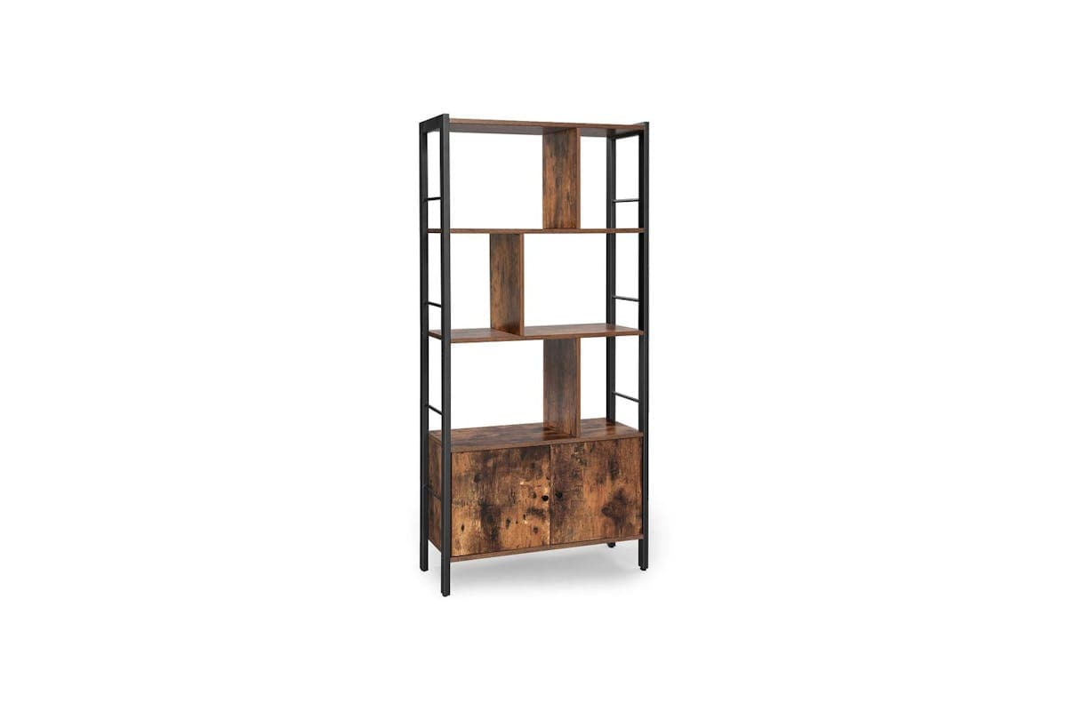 Vasagle Bookcase | Particleboard And Steel | Rustic Brown | 74 X 30 X 154.5 Cm