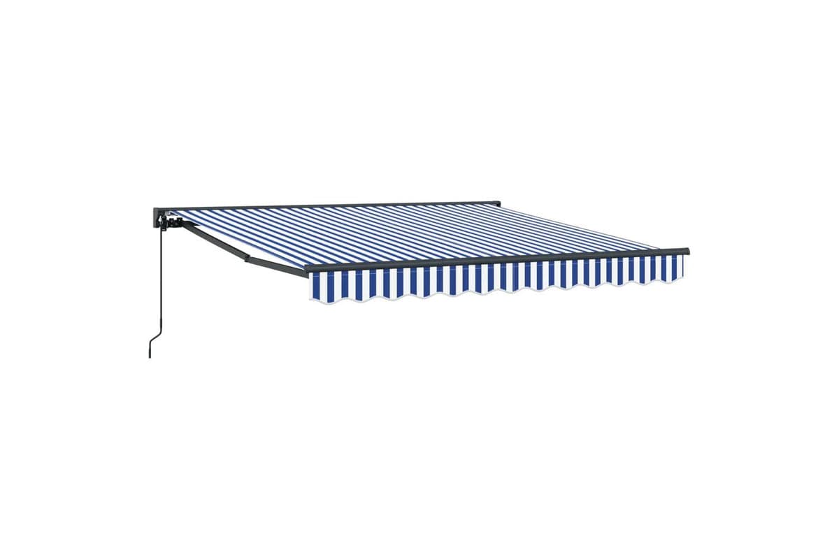 Vidaxl Retractable Awning Manual Blue And White 350x250 Cm Fabric