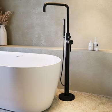 Matt Black Freestanding Bath Shower Mixer Tap - Lenton