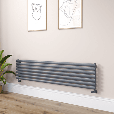 Sorrento Linea Dark Grey Anthracite Oval Designer Radiator 413x1800mm Single Panel 2980 BTU - Horizontal Bars