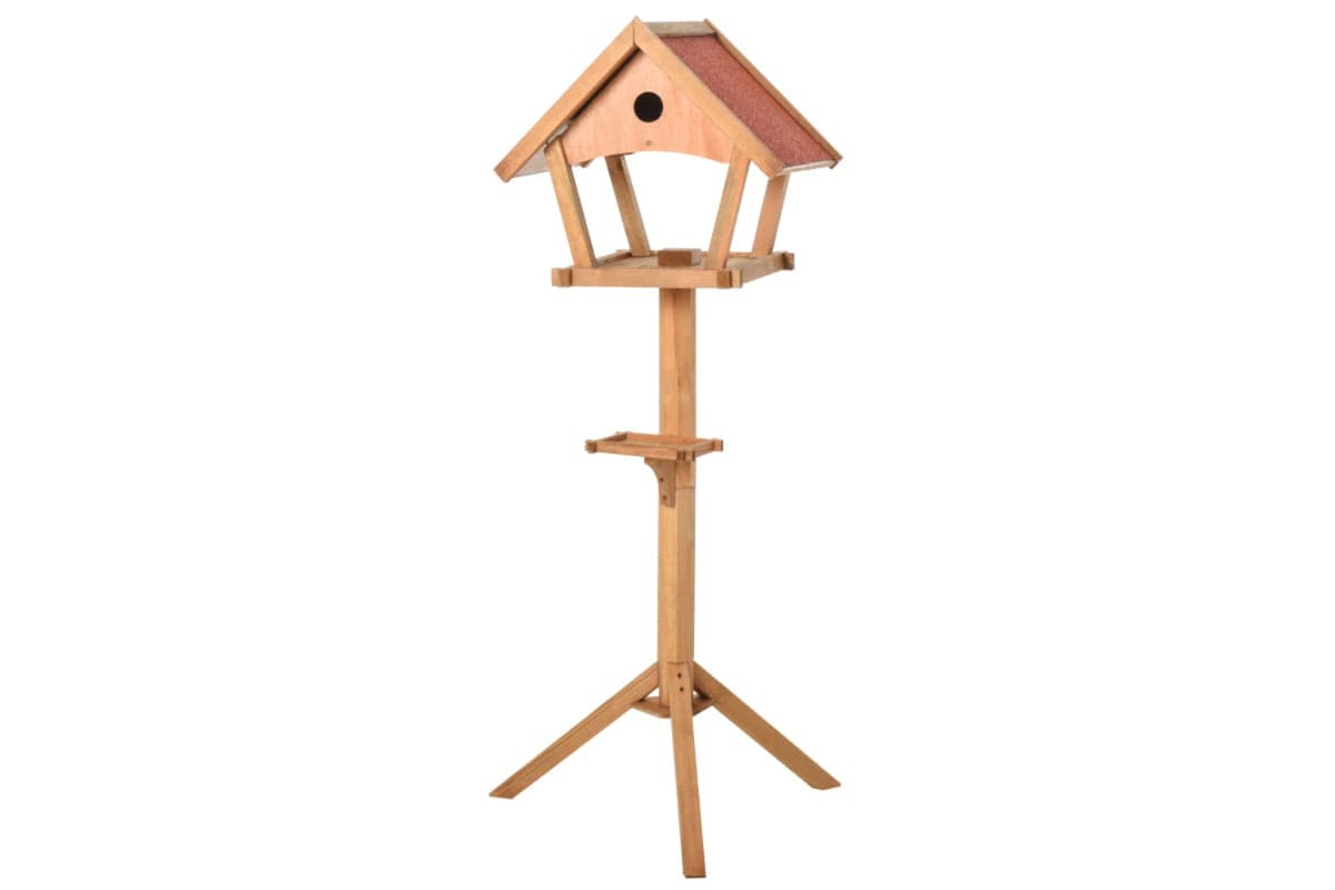 PawHut D10-058 Wooden Bird Feeder Stand | Natural