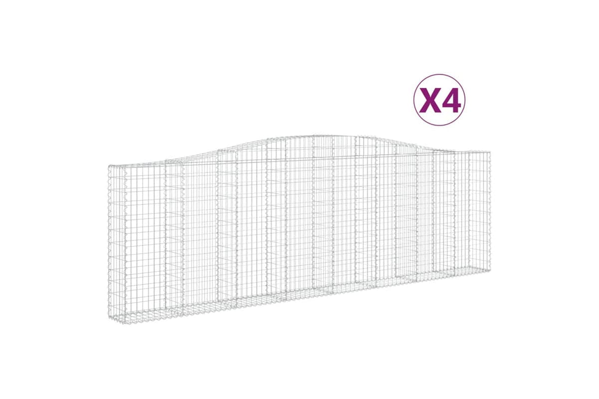 vidaXL 3145841 Arched Gabion Baskets 4 Pcs 400x30x120/140cm Galvanised Iron