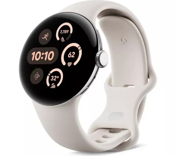 GOOGLE Pixel Watch 3 4G LTE - Silver, Porcelain Band, 41 mm