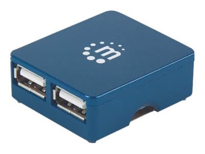 MANHATTAN - USB-A 4-Port Micro Hub, 4x USB-A Ports, Blue, 480 Mbps (USB 2.0), Bus Power, Hi-Speed USB, Three Year Warranty, Blister - hub - 4 ports