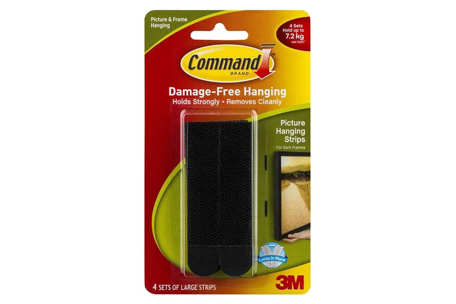 3M Command 4 Sets Large Picture Hanging Strips | Black