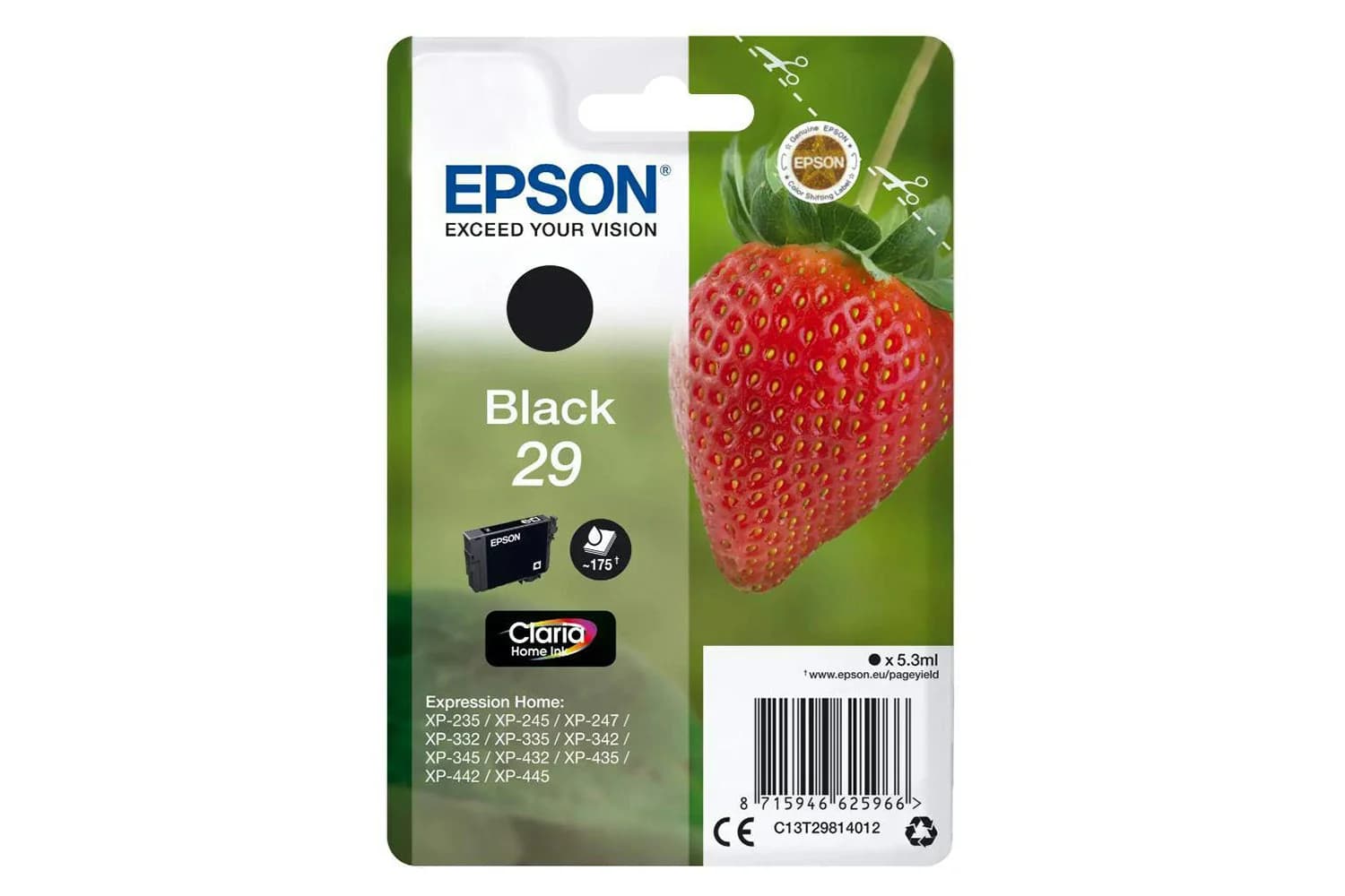 Epson 29 Strawberry Claria Home Individual Genuine Inks | Black
