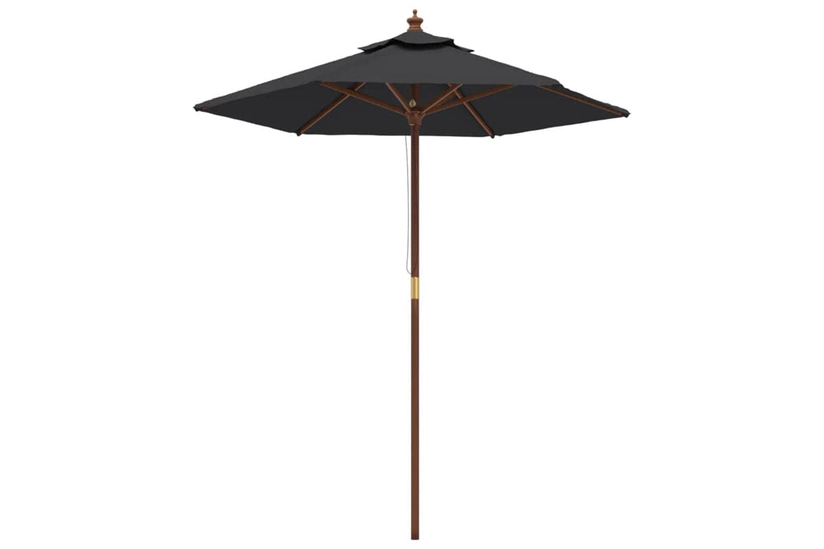 vidaXL 363165 Garden Parasol With Wooden Pole Black 196x231cm