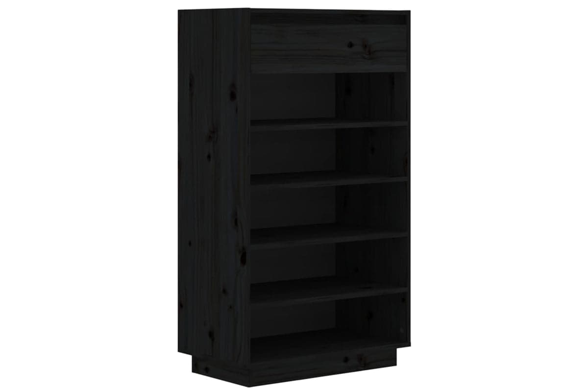 vidaXL 813554 Shoe Cabinet Black 60x34x105cm Solid Wood Pine