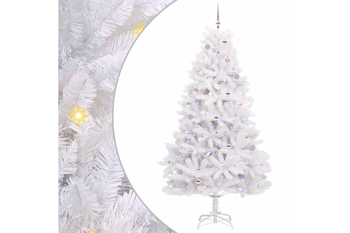 Vidaxl Artificial Hinged Christmas Tree White 240 Cm Pvc And Steel