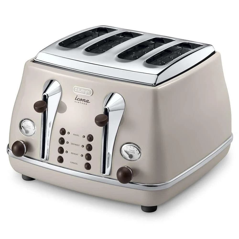 DeLonghi Icona Vintage 1800W 4 Slice Toaster - Beige | CTOV4003.BG