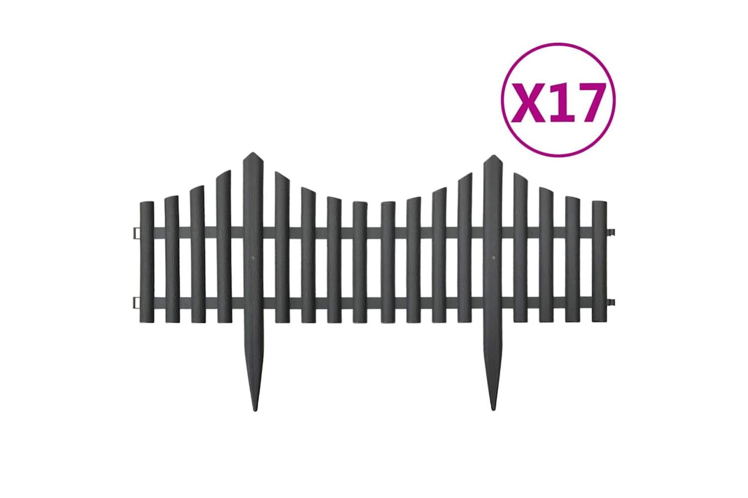 Vidaxl 314682 Lawn Edgings 17 Pcs Anthracite 10 M Pp
