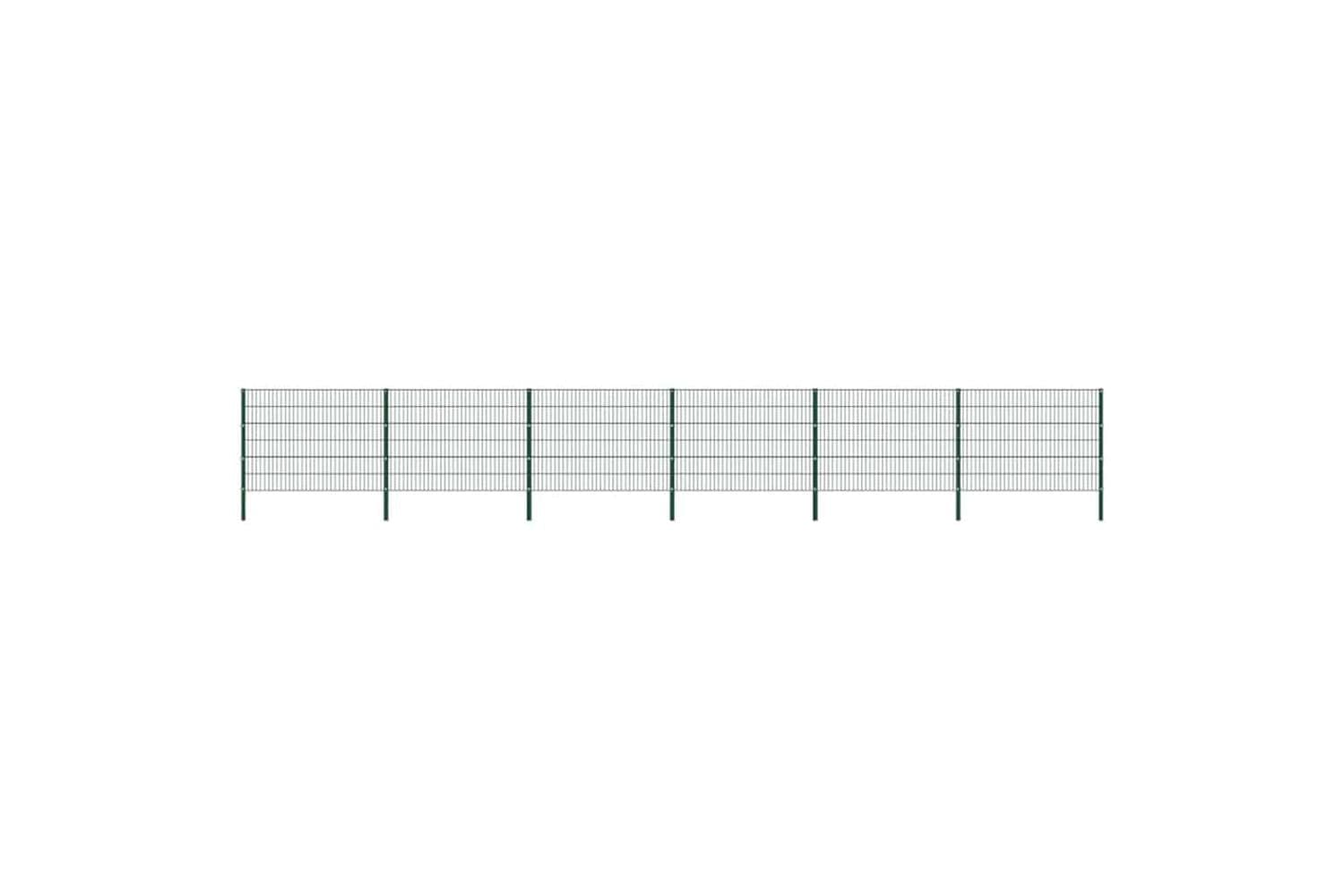 Vidaxl 278666 Fence Panel With Posts Iron 10.2x1.2 M Green