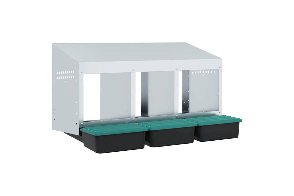 Vidaxl Chicken Nesting Box 3 Compartments Wall-mounted Galvanised Steel