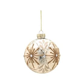 Gold Beaded Glass Ball Tree Decoration 8cm