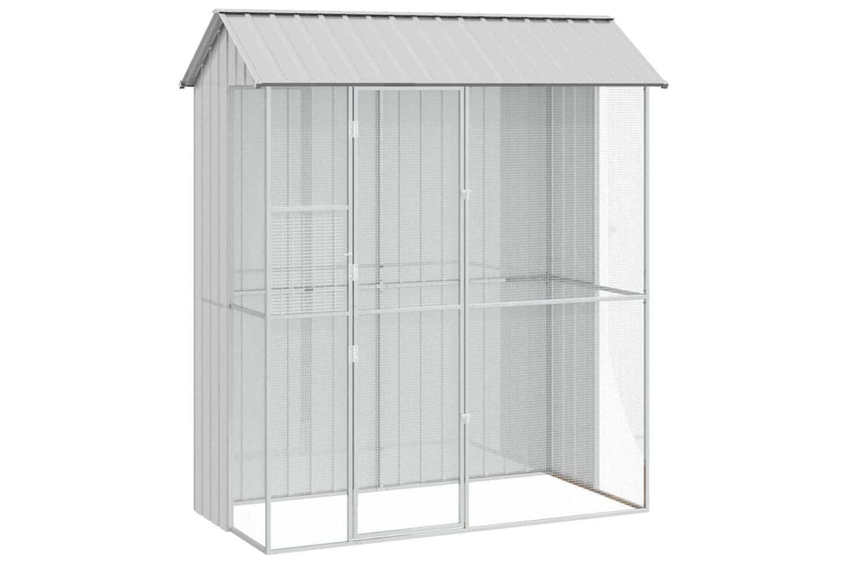Bird Cage With Storage Grey 215 X 110 X 247 Cm Galvanised Steel