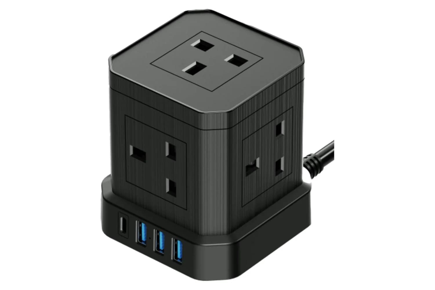 Homeline Mini Power Tower with USB & Type-C Port | Black