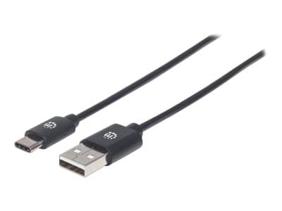 MANHATTAN - USB-C to USB-A Cable, 1m, Male to Male, Black, 480 Mbps (USB 2.0), Hi-Speed USB, Lifetime Warranty, Polybag - USB-C cable - USB-C to USB - 1 m