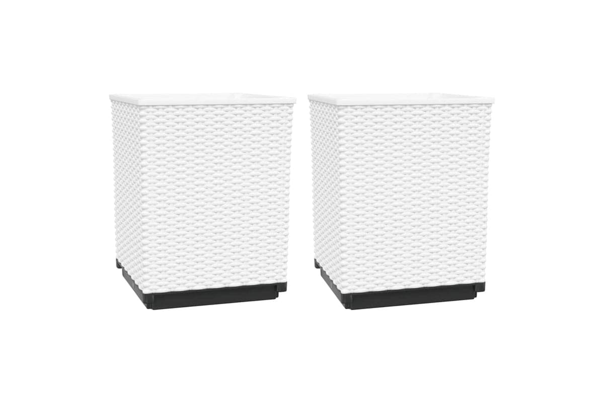 vidaXL 364183 Planters 2 Pcs White 30x30x37cm Polypropylene