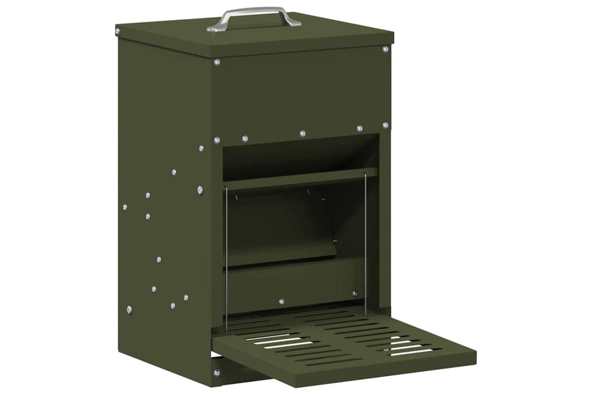 Vidaxl Chicken Treadle Feeder Olive Green 25 X 42 X 40 Cm