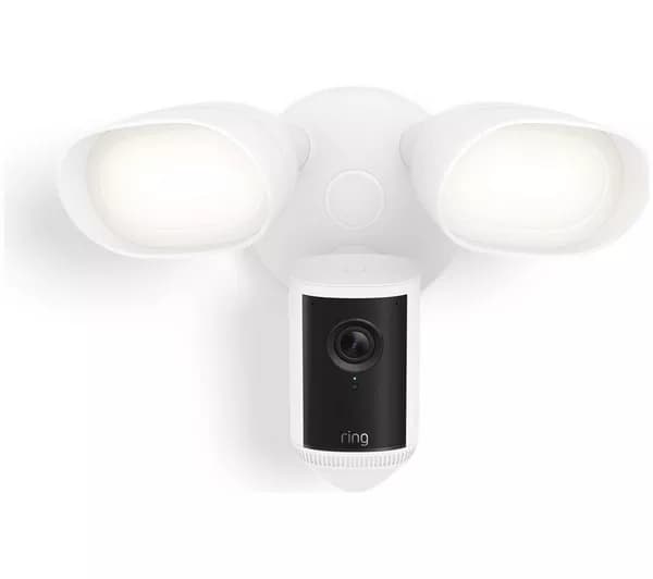 RING Floodlight Cam Pro Wired Retinal 4K WiFi Security Camera - White