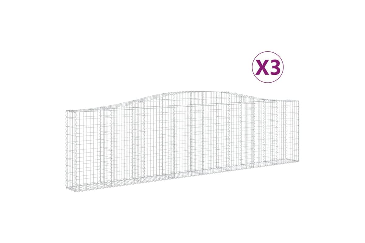 vidaXL 3145827 Arched Gabion Baskets 3 Pcs 400x30x100/120cm Galvanised Iron