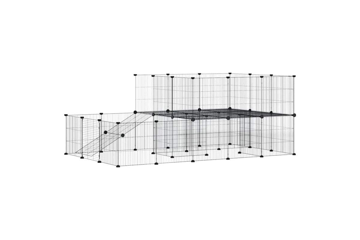 vidaXL 3114063 44-panel Pet Cage With Door Black 35x35cm Steel