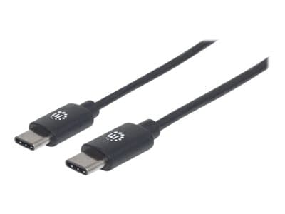 MANHATTAN - USB-C to USB-C Cable, 2m, Male to Male, Black, 480 Mbps (USB 2.0), 3A, Hi-Speed USB, Lifetime Warranty, Polybag - USB-C cable - USB-C to USB-C - 2 m