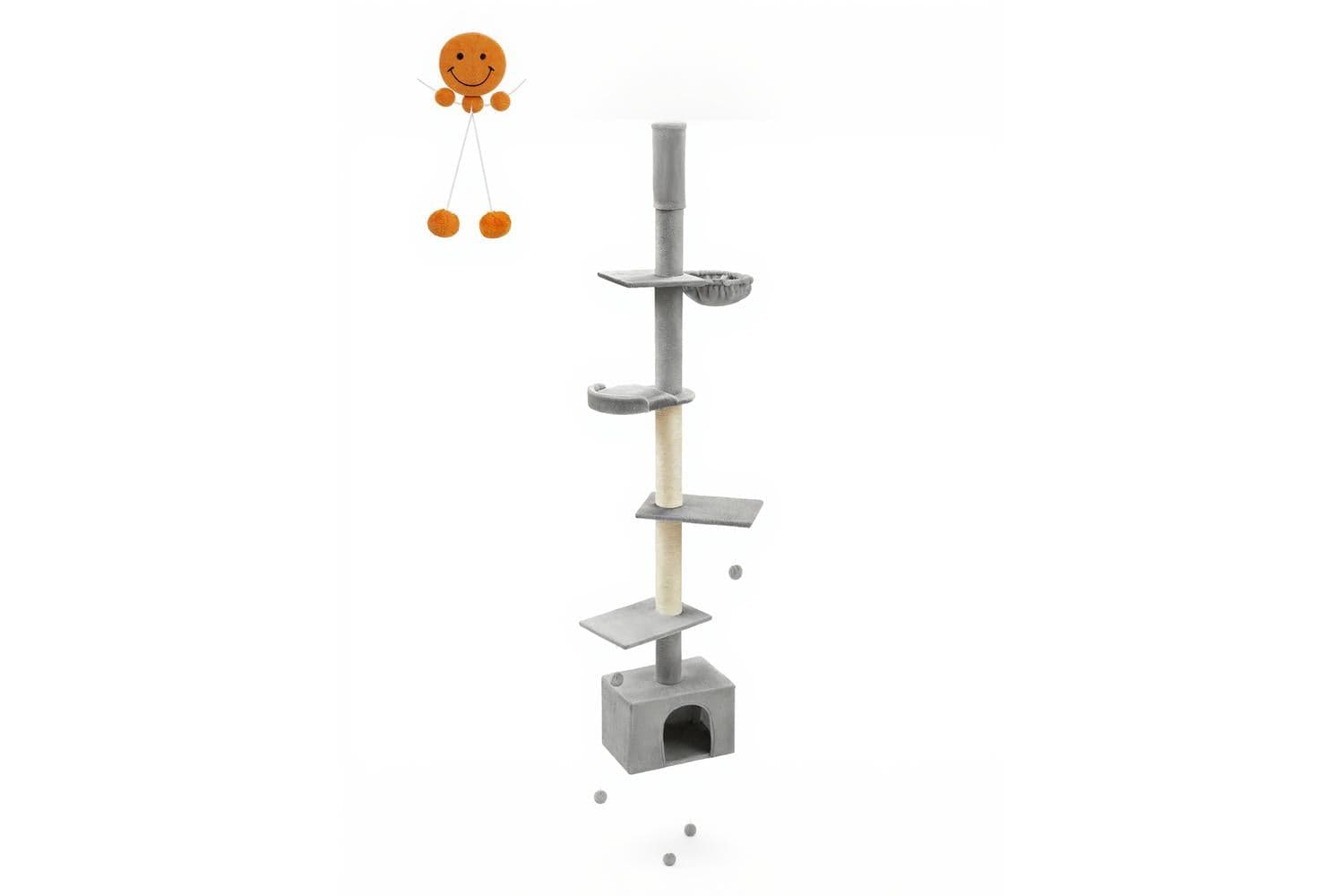 Feandrea Floor To Ceiling Cat Tree | Cat Tower | Light Grey | 252 Cm