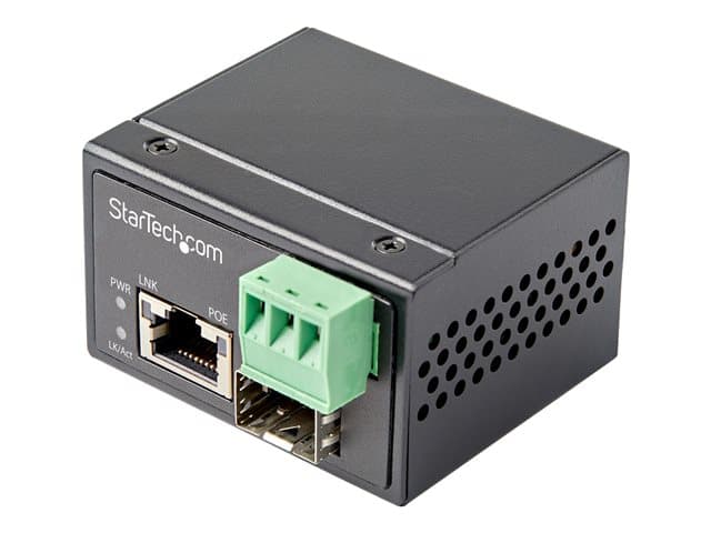 STARTECH.COM - Startech PoE+ Industrial Fiber to Ethernet Media Converter 30W, SFP to RJ45, Singlemode/Multimode Fiber Optic to Copper Gigabit Ethernet, Mini/Compact Size, IP-30/ -40 to +75C, 1Gbps - Mini Media Converter (IMC1GSFP30W)