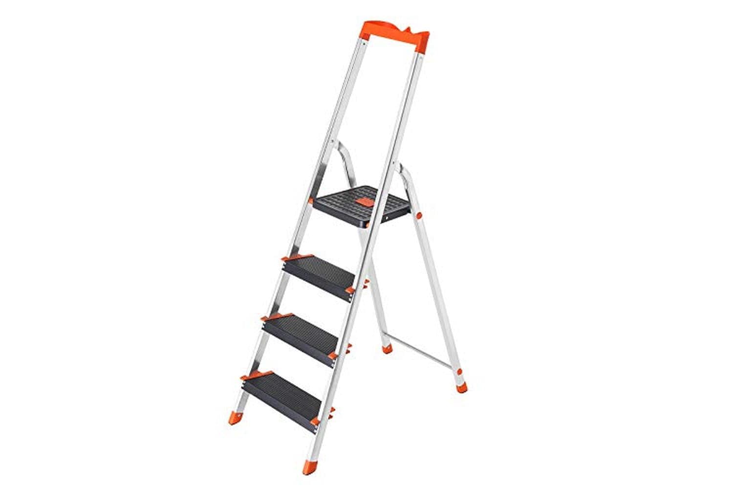 Songmics Step Ladder 4 Steps | Aluminium Ladder | 12 Cm Wide Steps | 143 Cm High