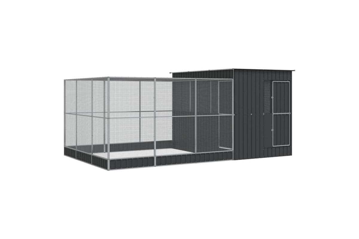 Aviary With Extension Silver 497x303x216 Cm Steel