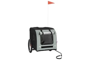 Vidaxl 93839 Pet Bike Trailer Grey And Black Oxford Fabric&iron