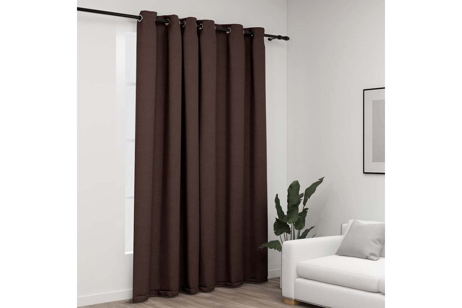 Vidaxl Linen-look Blackout Curtain With Grommets Taupe 290x245cm