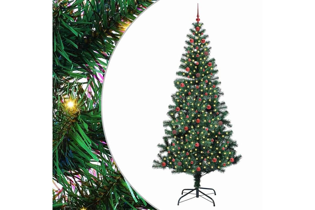 Vidaxl Artificial Pre-lit Christmas Tree Green 240 Cm Pvc And Metal