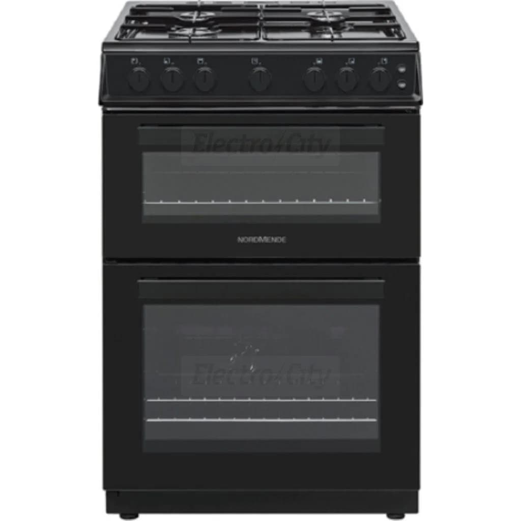 NordMende 60cm Freestanding Twin Cavity Natural Gas Cooker | Black