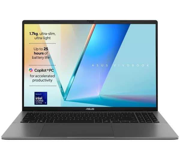 ASUS Vivobook S16 OLED 16" Laptop, Copilot+ PC - Intel® Core™ Ultra 9, 1 TB SSD, Matte Grey