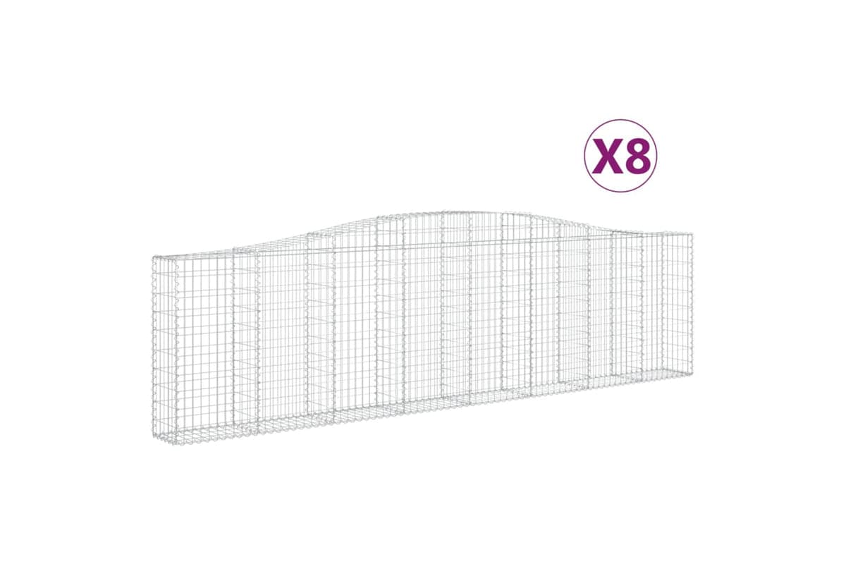vidaXL 3145832 Arched Gabion Baskets 8 Pcs 400x30x100/120cm Galvanised Iron