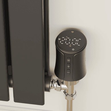 electriQ Smart Modern LCD TRV Thermostatic Radiator Valves Tuya Zigbee Version Black