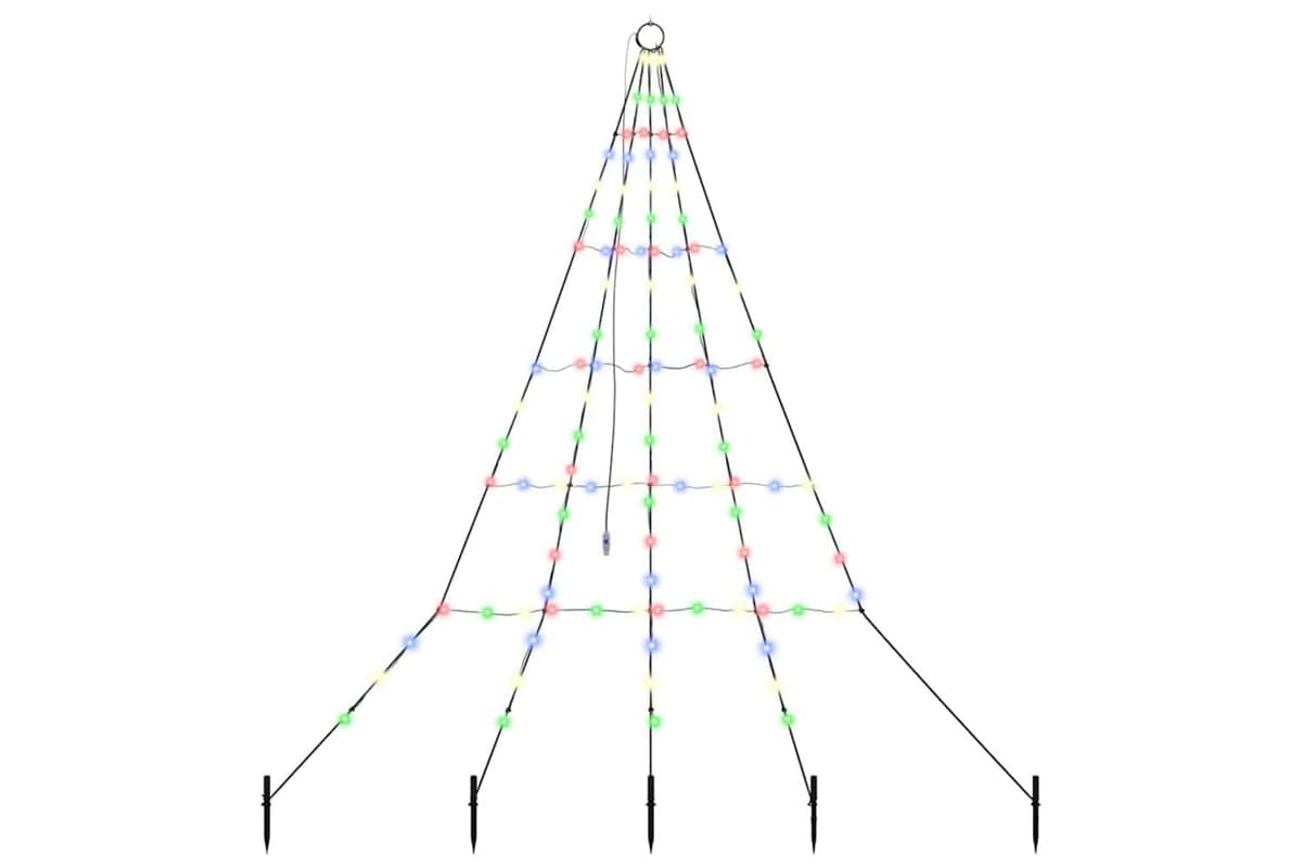 Vidaxl Led Christmas Tree With Ground Spikes Multicolour 180 Cm Metal